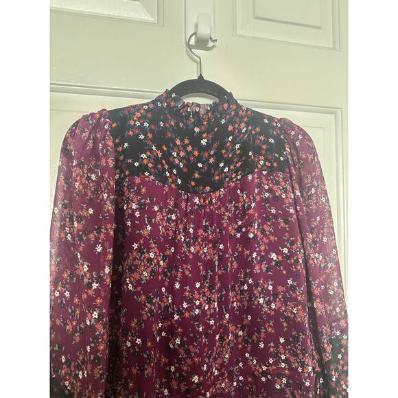 Paige Silk Dress Women’s Small Sonoma Mini Black Purple Boho Floral Bohemian - Picture 10 of 10